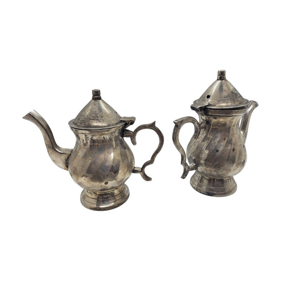 Vintage Silver Plated Miniature Tea Set Coffee Tea Pot Tray Creamer Sugar - Picture 4 of 16